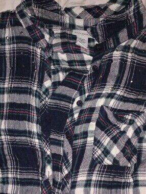 Catherines Black, Green & White Plaid Studded Button-Front Shirt